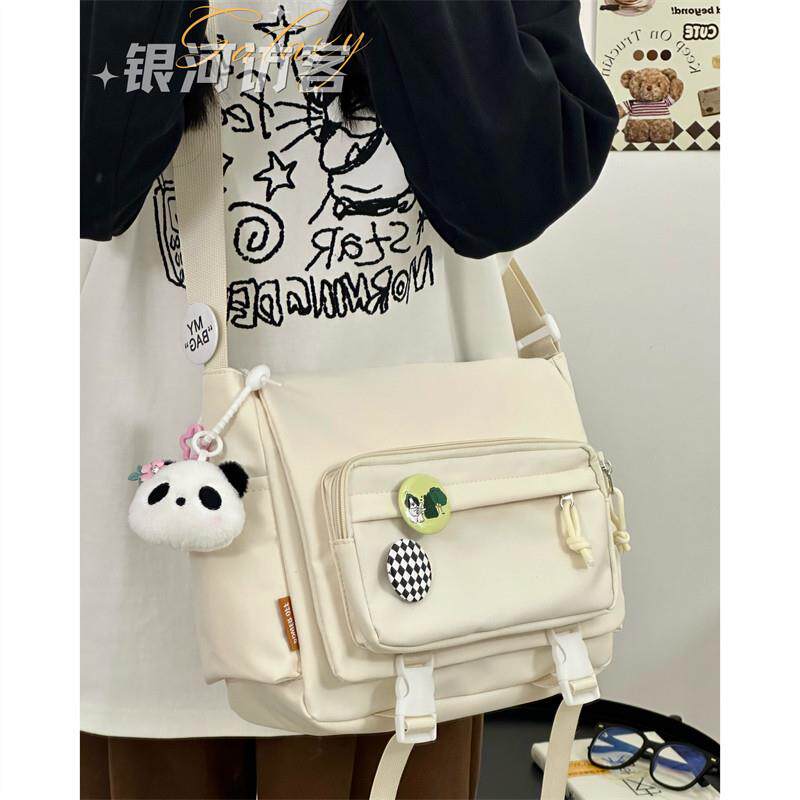 好货ins日系少女学生斜挎包港风复古文艺包包女韩版休闲单肩邮差