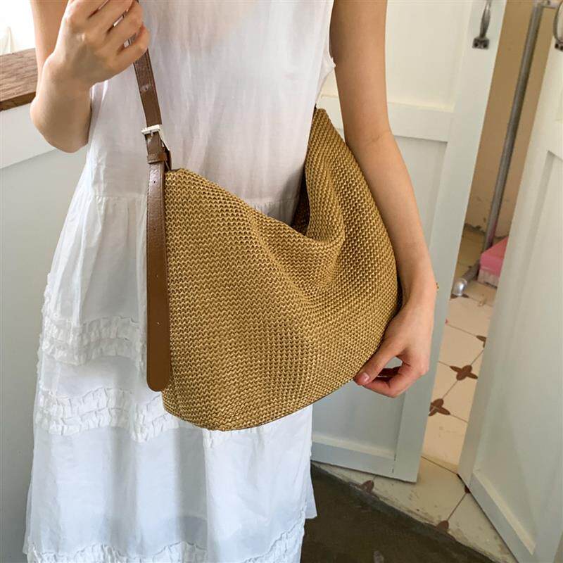 好货韩系慵懒风编织草编包女夏2025新款海边度假大容量单肩斜挎沙