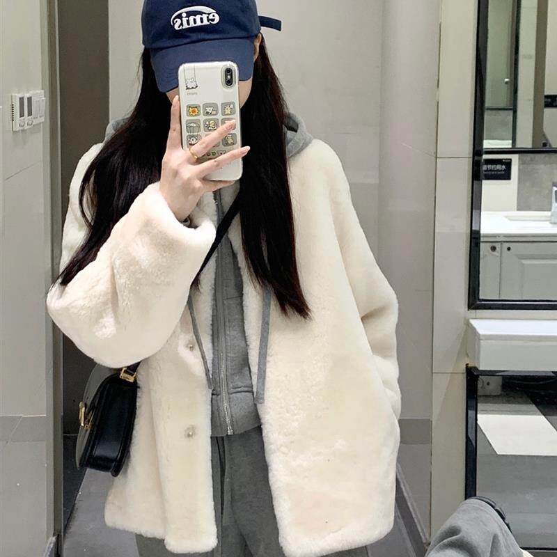 好货环保羊羔毛皮草外套女款冬季2025新款宽松加厚皮毛一体毛毛绒