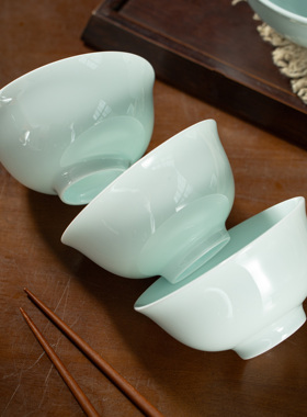 景德镇陶瓷碗影青瓷家用吃饭碗高温瓷碗釉下彩高颜值个人专用餐具