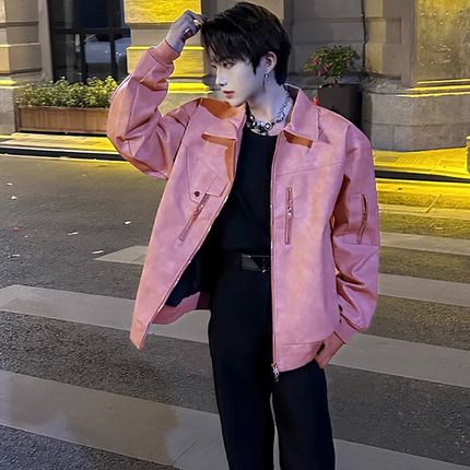 美式vintage皮衣外套男装潮牌痞帅机车服春秋韩式高级感短款夹克