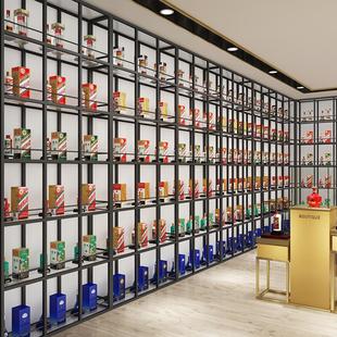 酒柜展示柜钢化玻璃落地酒架白酒柜洋酒啤酒展示架落地靠墙发光架