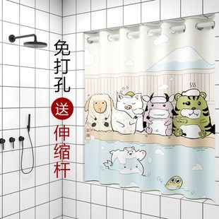 卫生间窗帘免打孔浴室厕所防水防走光遮光帘小窗户遮挡隔断帘神器