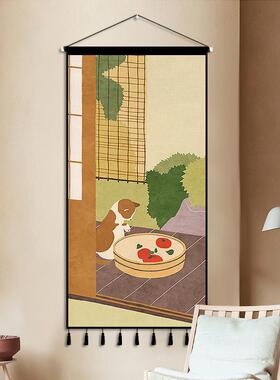 儿童房卡通猫咪布艺挂画小清新背景布ins挂布卧室客厅装饰画挂毯