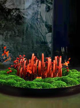 酒店会所大圆桌装饰摆件创意餐桌花摆花装饰品转盘中间微景观摆台