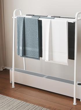 踢脚线取暖器专用烘衣架晒衣杆衣架落地卧室烤火炉暖气机晾衣架子