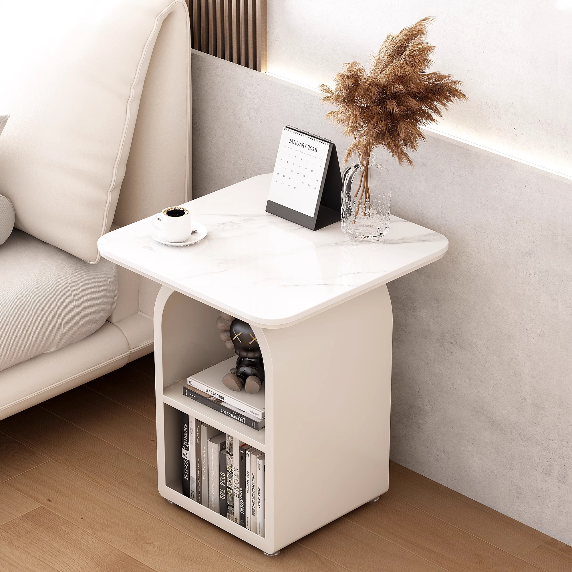 轻奢岩板边几小茶几阳台客厅家用床头柜简约客厅层茶桌可移动置物