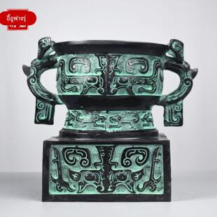 彷古青铜武王方利簋盆蒸锅甗春秋敦圆豆摆件伯矩鬲灶西周簠食器