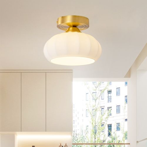 奶油风全铜过道灯入户进门玄关门厅阳台楼道走廊灯法式感应吸顶灯