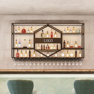 吧台墙上酒架餐厅墙面壁挂红酒柜酒吧靠墙置物架商用壁柜展示柜子