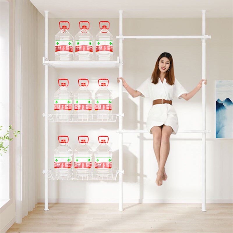 顶天立地置衣架卧室挂衣架落地衣帽间衣架开放式简易金属衣柜框架