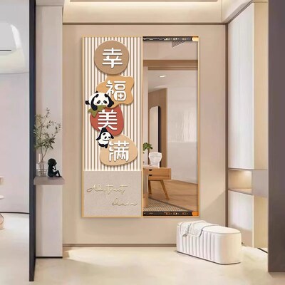 全身镜试衣镜客厅玄关画穿衣镜壁画装饰画隐藏式推拉可画镜子定制