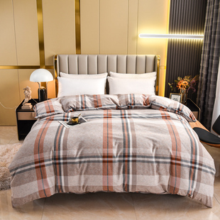 全棉加厚磨e毛被套单件200x230订做简约田园纯棉双人加大被罩定制