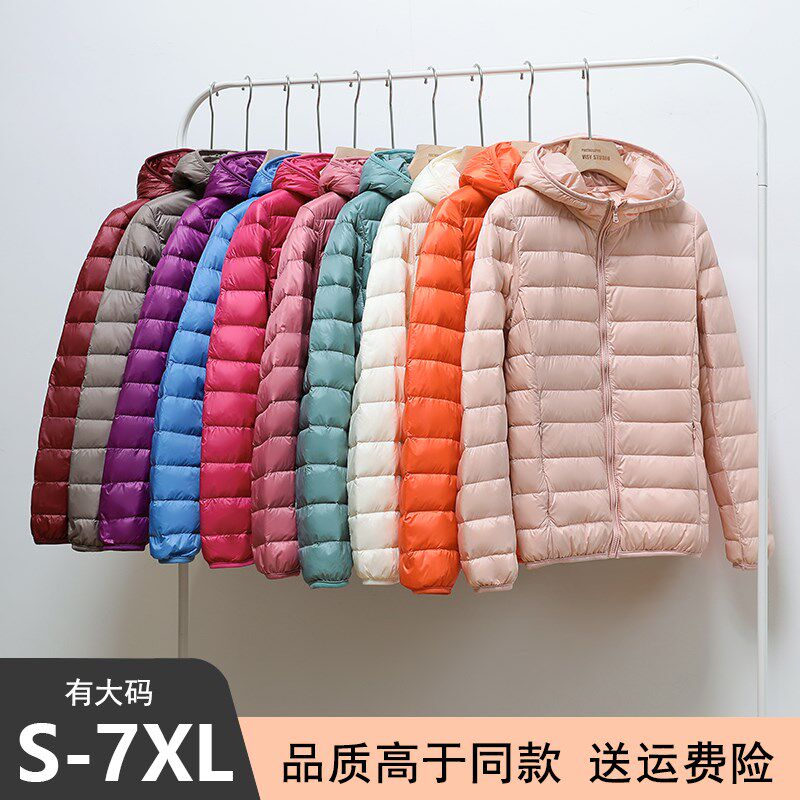 轻薄羽绒棉服女加肥加大码短款胖mm超轻便超薄款妈妈冬装特大