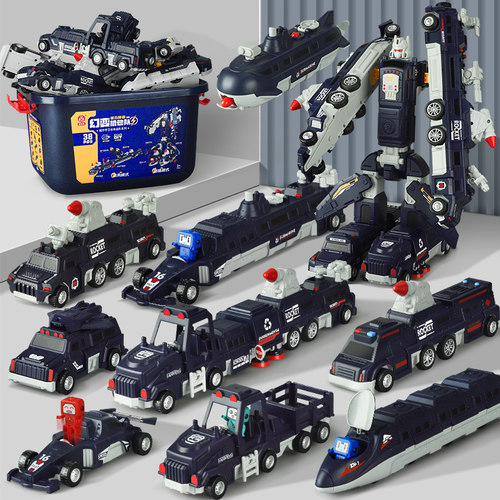 磁吸力拼装d百变工程车变形男孩五六铁玩具儿童益智金刚积木3到6