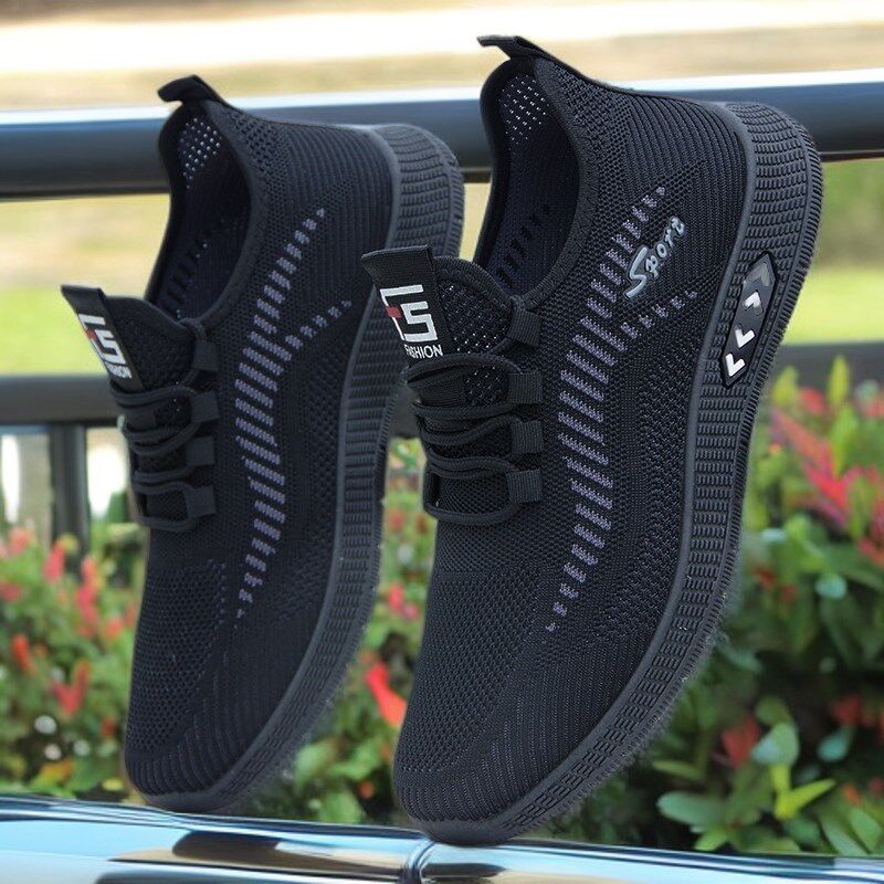 网鞋男款夏季透气一脚蹬轻便防滑软底薄款防臭百搭网面运动休闲