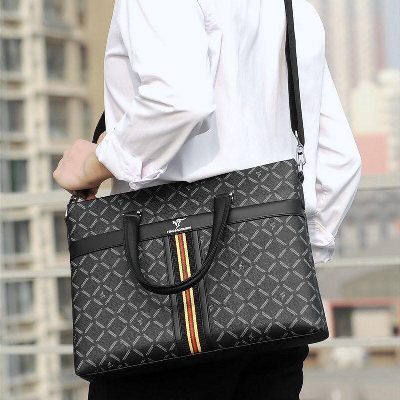 高级感男包男士商务手提包大容量公文包男出差会议文件工作包