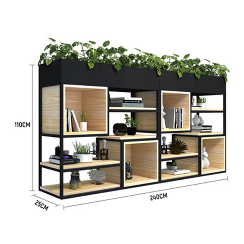 铁艺花架置物架客厅落地现代简约绿萝矮花架隔断屏风书架实木隔板