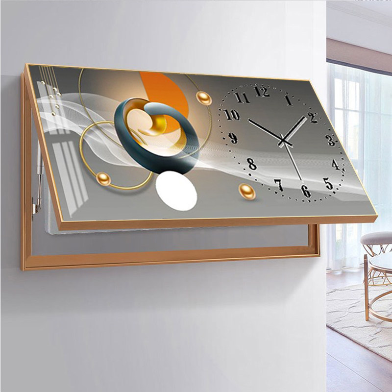 电表箱装饰画带钟表免打孔现代简约客厅餐厅配电箱装饰遮挡画加钟,家居饰品,现代装饰画,淘宝优惠券,粉丝福利购,淘宝优惠卷