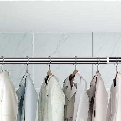 速发晾衣杆固定式单杆不锈钢阳台晾衣架伸缩凉衣杆子免打孔家用壁