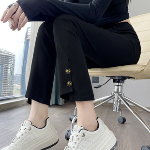 8分裤烟管裤女2025新款夏款薄款窄板直筒裤显瘦小黑裤小个子九分