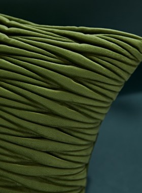 偏爱集美式法式欧式复古中古风抱枕腰枕夏凉青绿色面料立体绣花靠