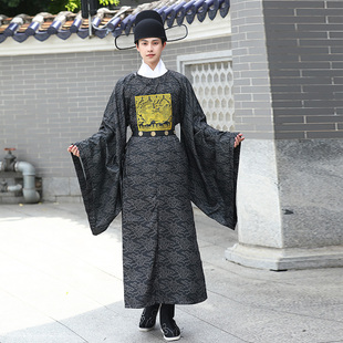 汉服男装明制官服武官一品狮子绣花圆领袍复原黑色古风中国风古装