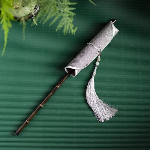 筛月真丝手工花罗团扇中国风长流苏汉服复古风扇子加长柄折叠腰扇