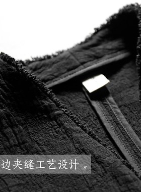 启法男装中式外套男士中国风黑色提花上衣男休闲宽松夹克男短款秋