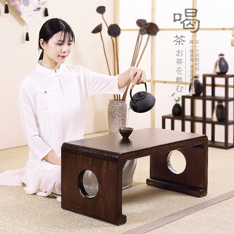 榻榻米茶桌实木小炕桌日式阳台矮桌复古国学桌电脑桌子飘窗小茶几