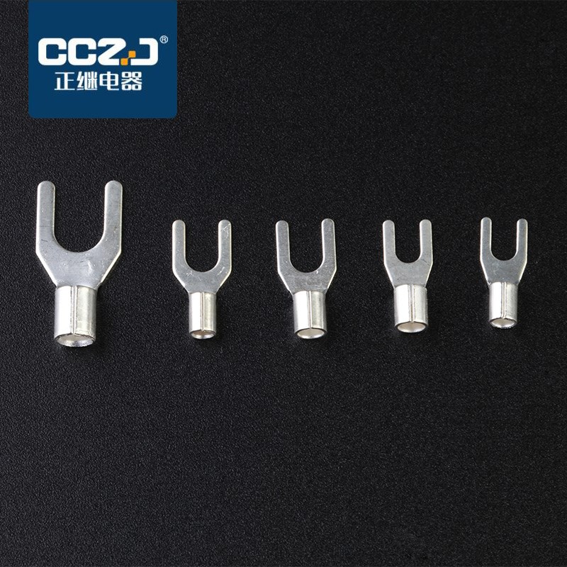 UT10-6冷压裸端子接线耳U型叉形铜鼻子接线压接端子铜连接器100只