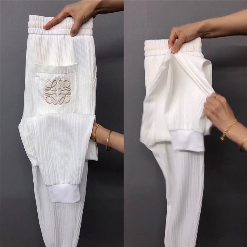 20C185夏季轻薄透气高定面料长裤中腰绣花青年弹力休闲裤免烫男裤