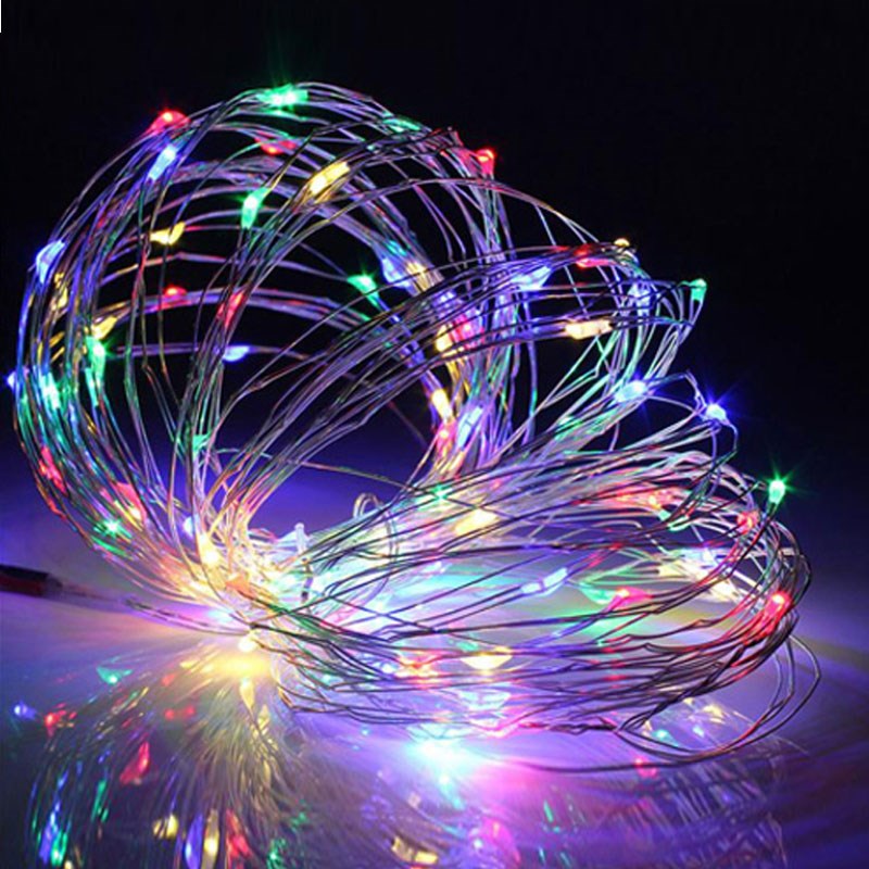 led电池盒银线灯迷你小彩灯串灯闪灯户外房间花园白光暖光装饰灯