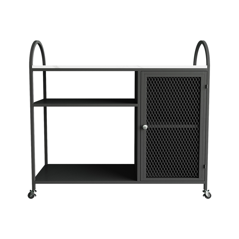 北欧厨房收纳陈列架大理石餐边柜铁艺置物架客厅茶水柜可移动置物