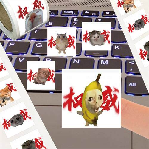 500新款权威猫meme卷卷贴可爱抽象猫咪网络热梗表情包手账diy贴画