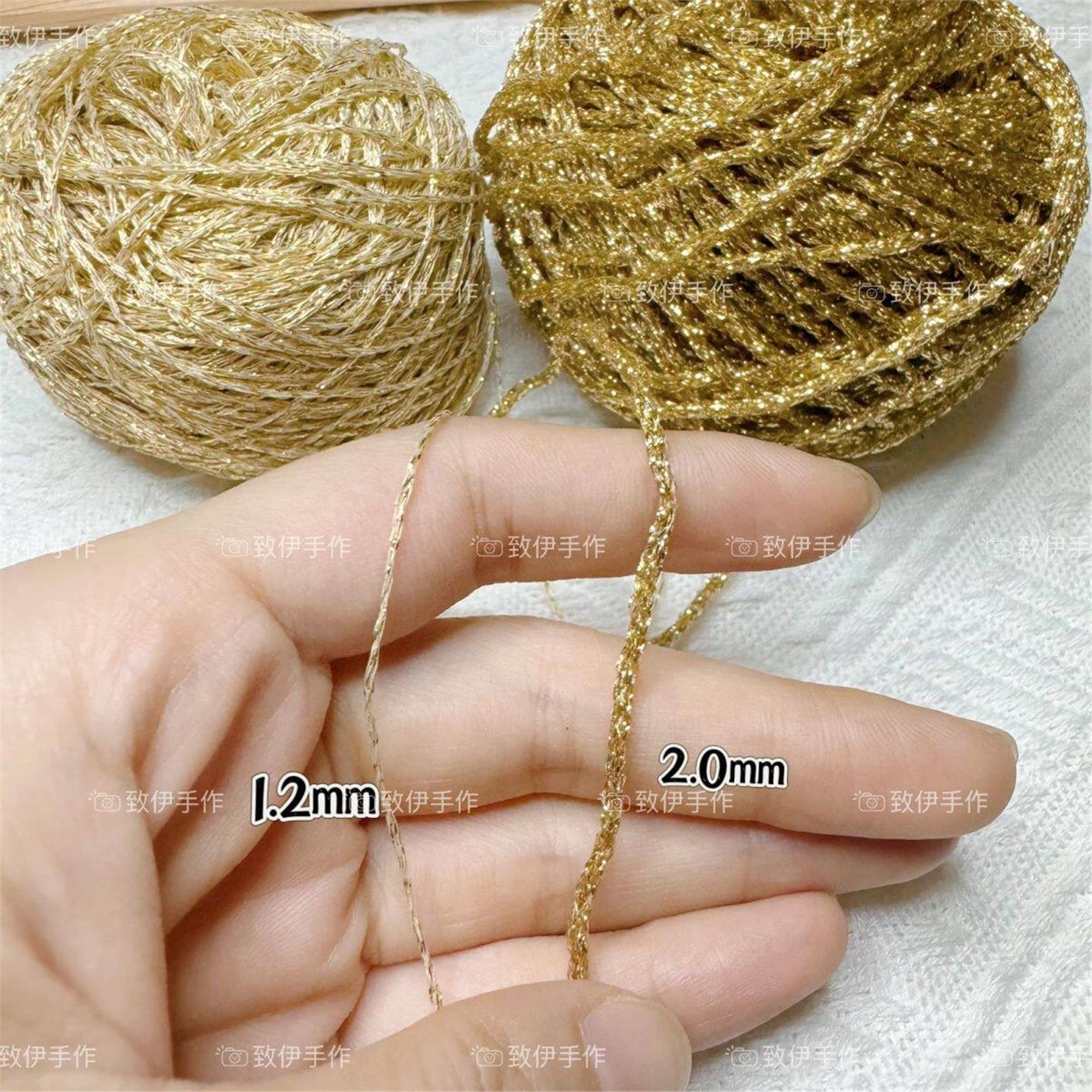 金线钩织毛线圣诞发夹钩边玩偶装饰浅金色空心纱手工DIY金丝特色