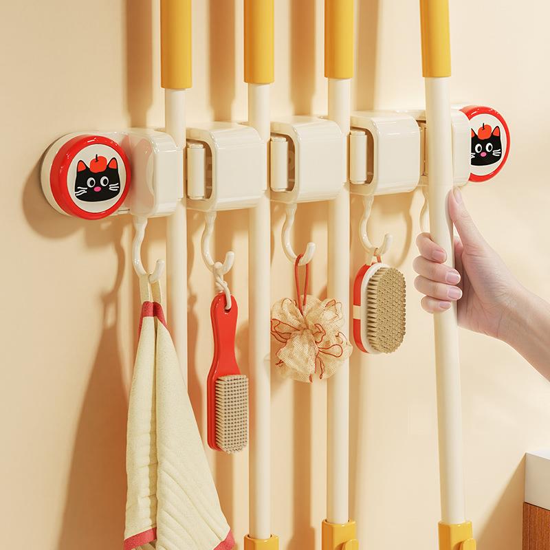 吸盘拖把夹免打孔卫生间家用拖把挂钩壁挂夹挂架无痕强力拖把架