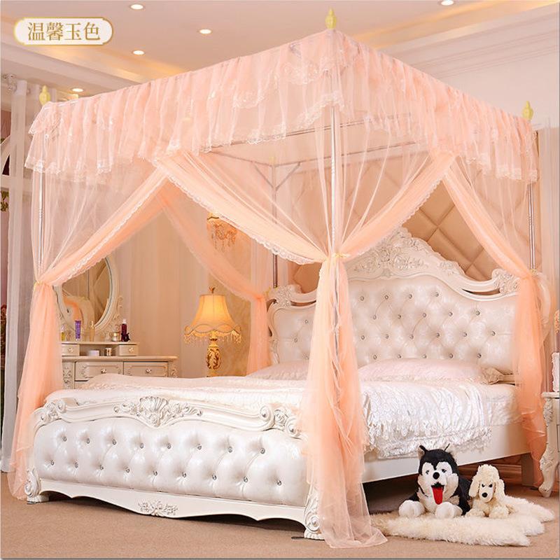 正方公主帐纱蚊帐家用 单门三开门宫廷公主风落地式支架吊床