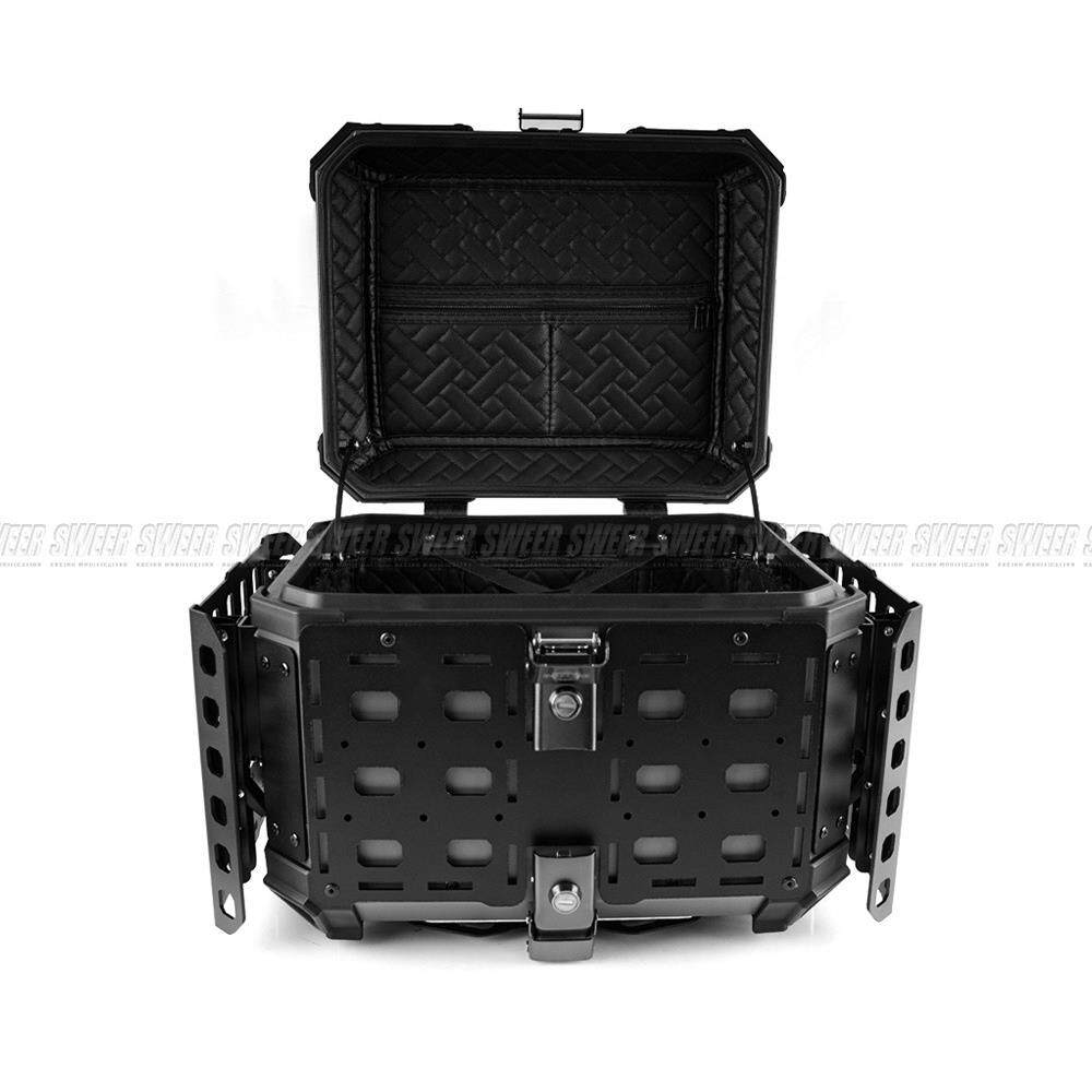 摩托车铝合金尾箱折叠护甲款新型铝合金快拆防水防撞后备箱