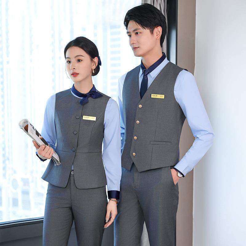 职业马甲套装男女秋冬酒店服务员工作服接待制服餐饮餐厅工装