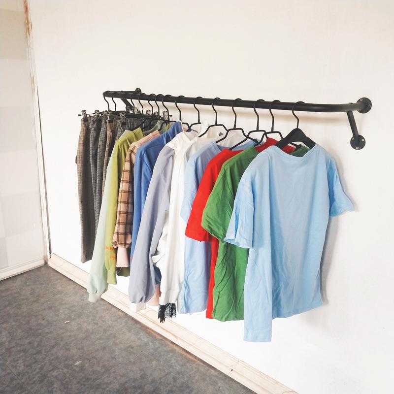 服装店衣架展示架上墙正挂铁艺陈列架男女装童装店货架墙壁挂衣架