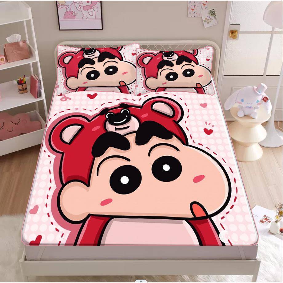 卡通儿童床夏季冰丝床单大尺寸双人床背部硅胶防滑可折叠水洗凉席