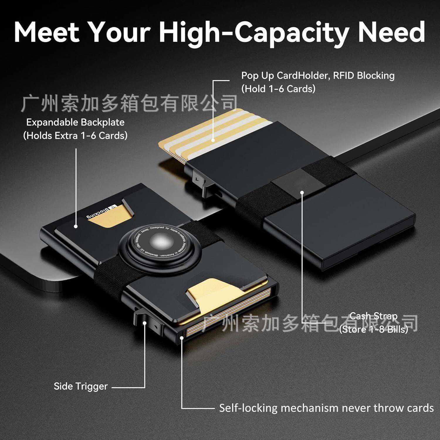 跨境士卡夹新款铝制卡盒追踪位超薄简约钱包可扩展容量