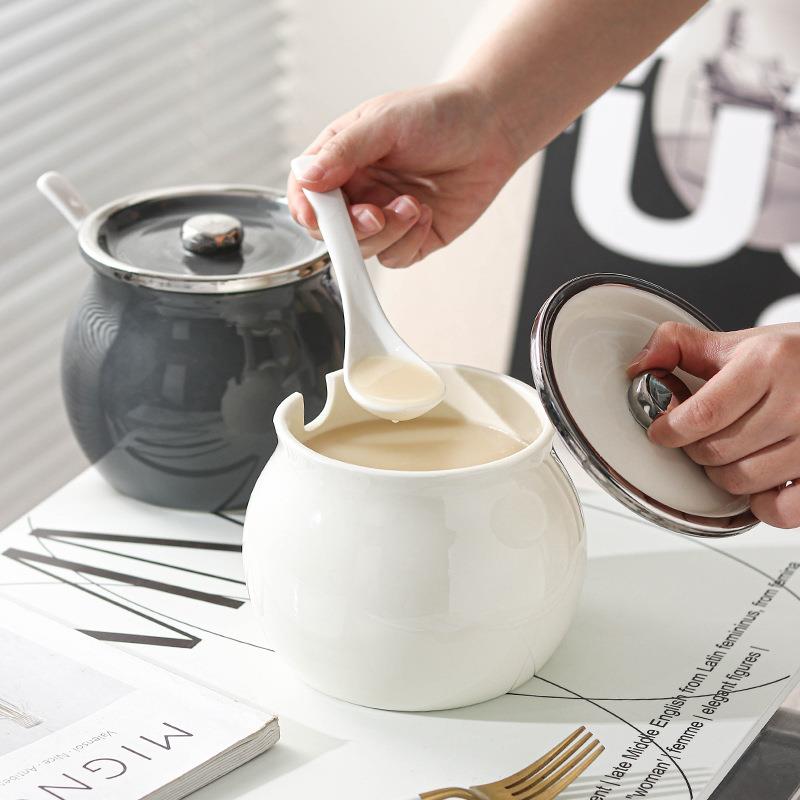 猪油罐陶瓷耐高温日式厨房家用盐罐油泼辣子罐辣椒油罐有盖大容量