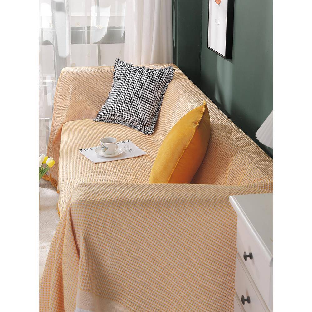 xytins风沙发巾纯色毯盖巾棉纱盖布简约现代全盖罩套垫罩素色通用