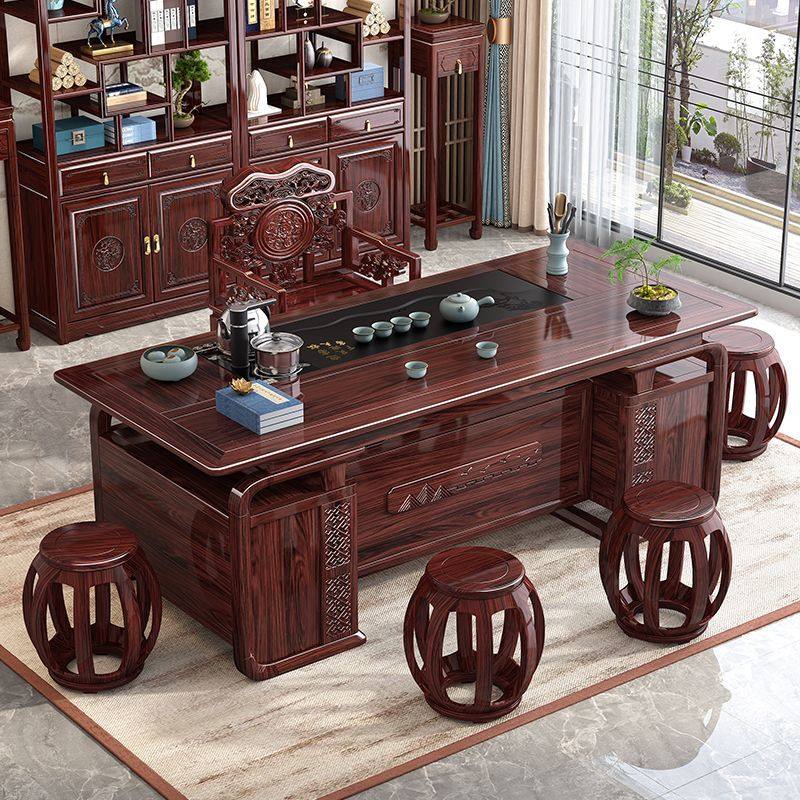 实木茶桌家用岩板茶盘一体新中式禅意功夫茶台办公室泡茶桌椅组合,商业/办公家具,成套办公家具,淘宝优惠券,粉丝福利购,淘宝优惠卷