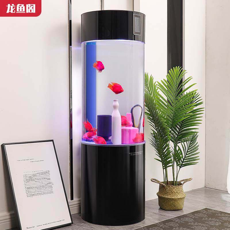 圆柱形客厅家用中小型白色黑色鱼缸下过滤生态懒人水族箱,宠物/宠物食品及用品,底柜/落地缸,淘宝优惠券,粉丝福利购,淘宝优惠卷