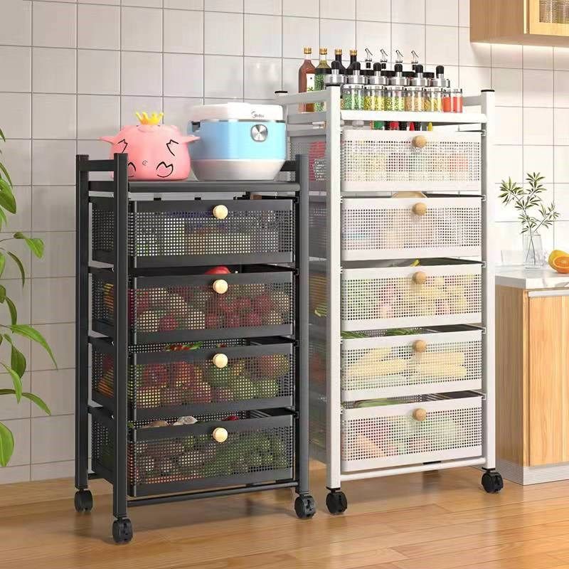 免安装置物架厨房收纳抽屉置物架落地多层多功能可移动蔬菜置物架,收纳整理,CD架,淘宝优惠券,粉丝福利购,淘宝优惠卷