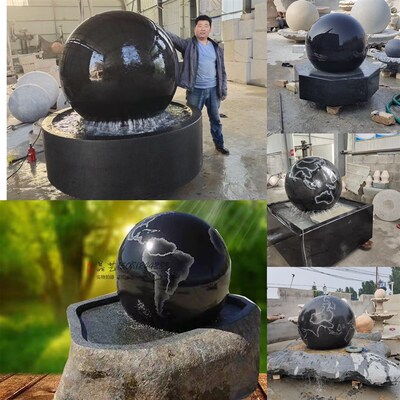 户外流水喷泉鱼池循环庭院石雕滚动圆球鱼水钵造景观鱼池水景大型