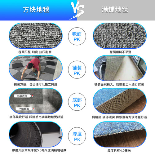 办公室地毯拼接方块卧室满铺客厅房间加厚公司酒店工程大面积商用